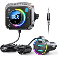 Adaptador auxiliar de automóvil Bluetooth 5.4 de 66 W