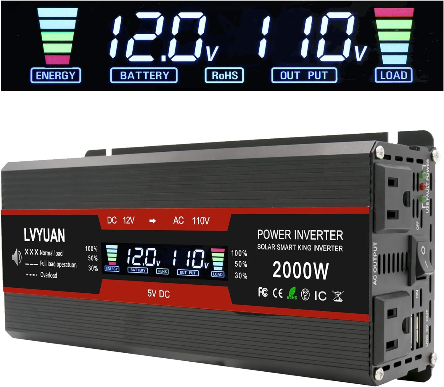 Inversor de corriente de auto DC 12 V a 110 V AC