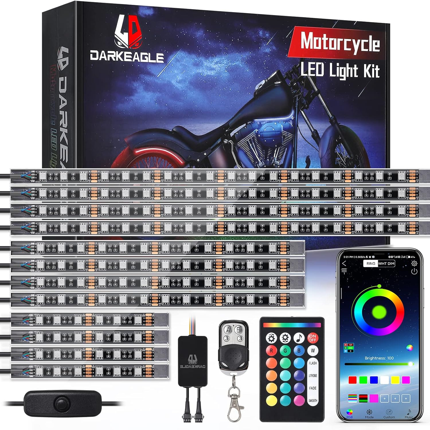 Kit de 12 luces LED para motocicleta con señal de giro de luz de freno