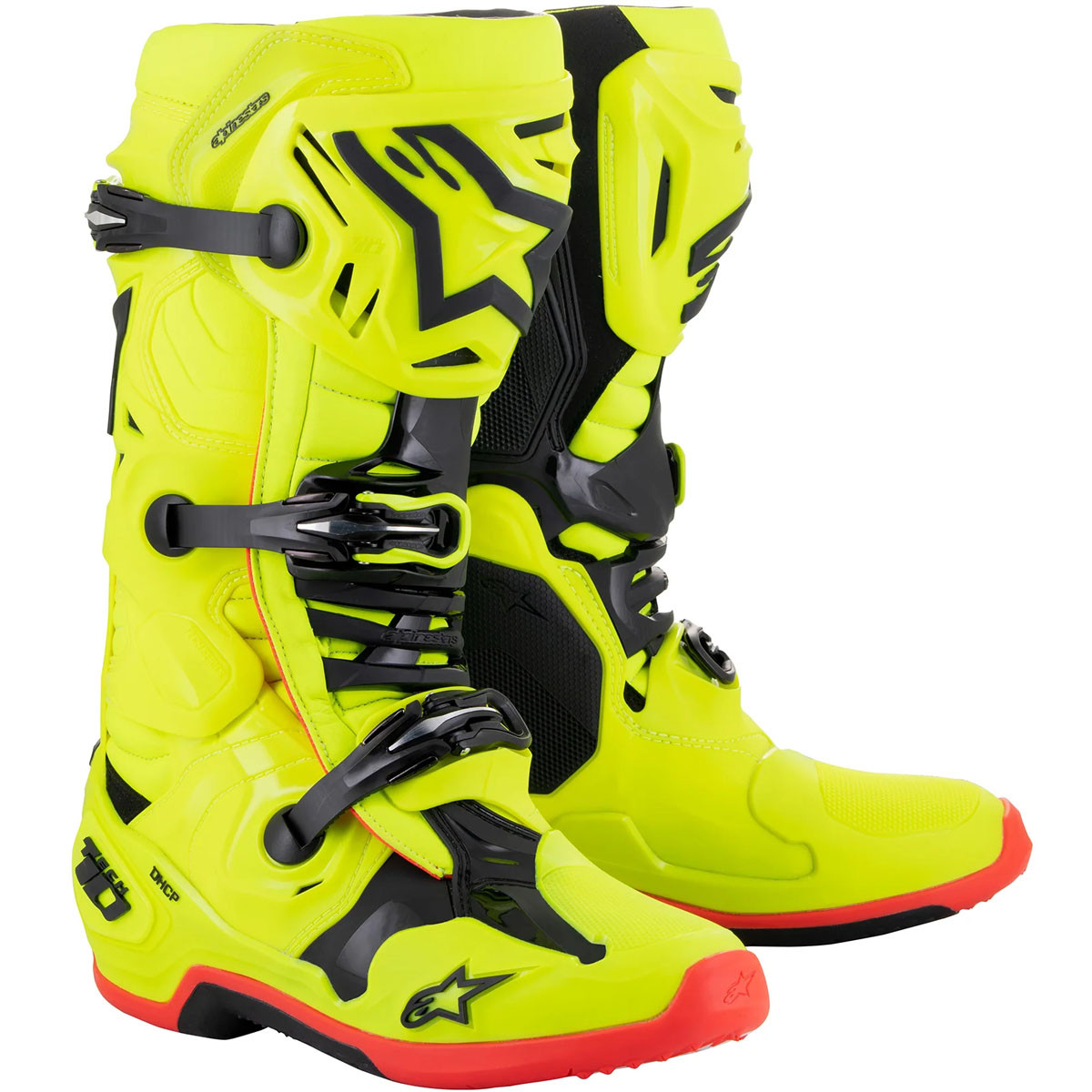 Bota Alpinestars Tech10 Amarillo Fluo Negro Rojo Talla 7