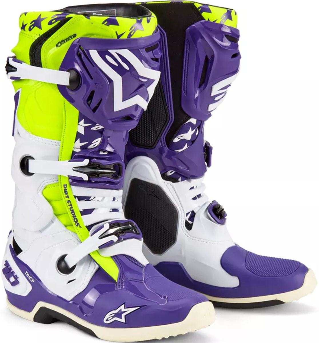 Bota Alpinestars Tech 10 Blanco Marrón Amarillo Talla 10