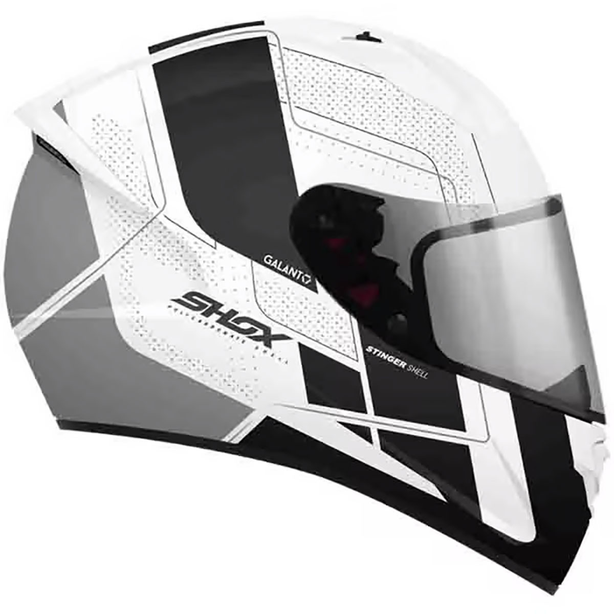 Casco Shox Stinger Galant Blanco Negro Gris S Ac