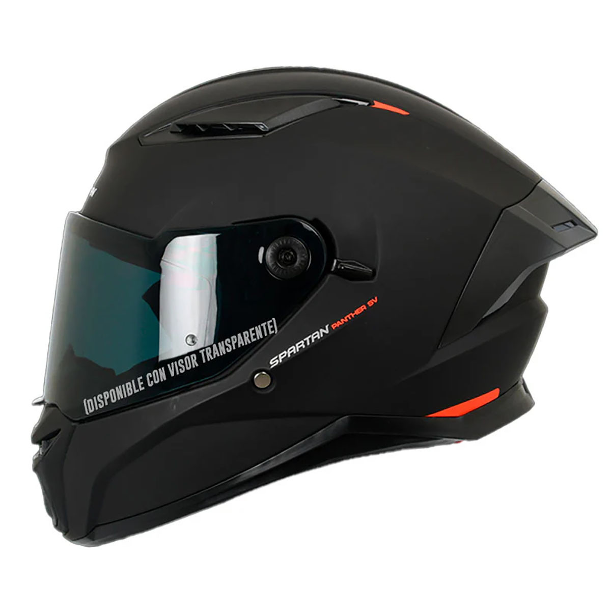 Casco Spartan Panther Sun Visor Solid A1 Negro Mate S