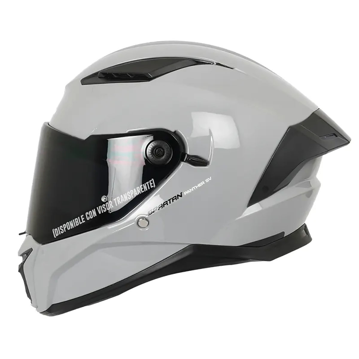 Casco Spartan Panther Sun Visor Solid A2 Gris Brillante S