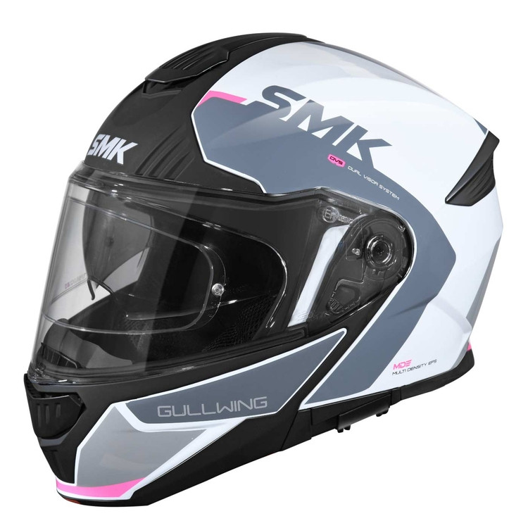 Casco SMK GULLWING KRT Negro Blanco Rosa Brillante L