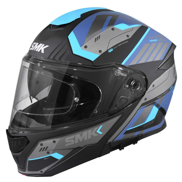 Casco SMK GULLWING TKR Negro Gris Azul Mate L