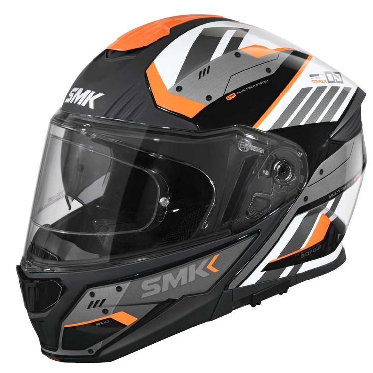 Casco SMK GULLWING TKR Negro Gris Naranja Brillante S