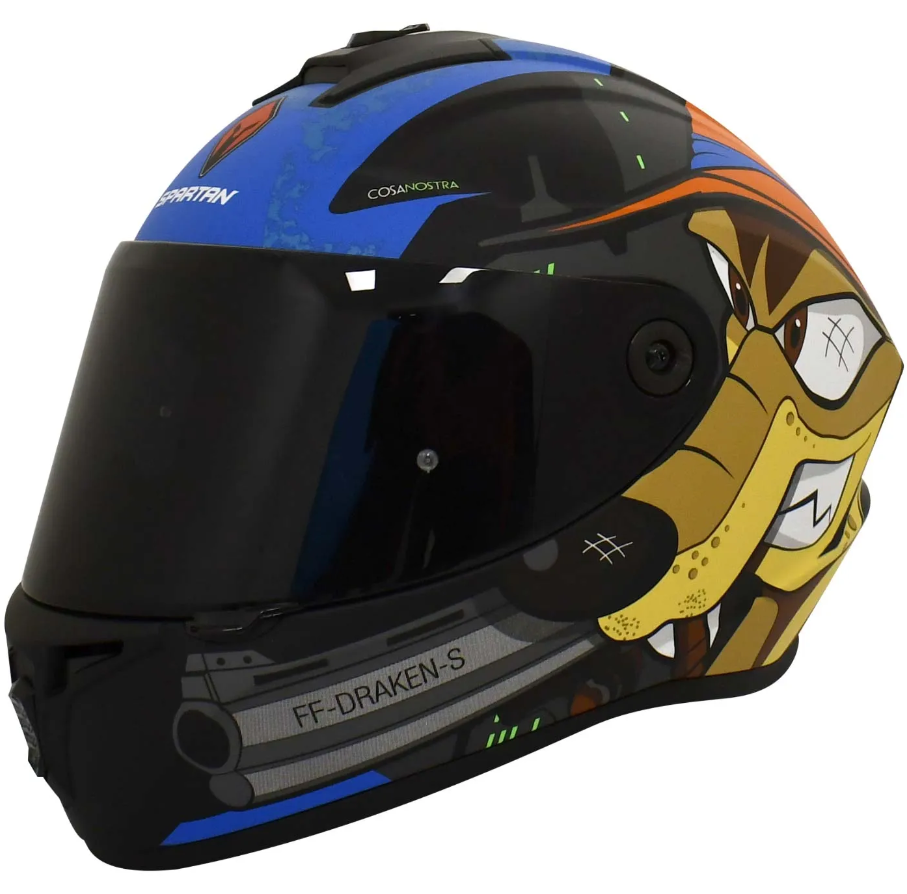 Casco Spartan Draken Cosa Nostra Gris Azul  L