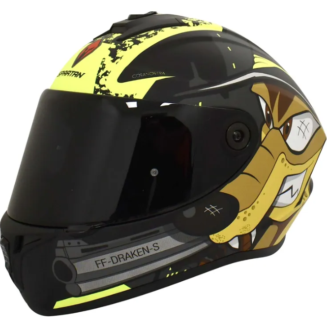 Casco Spartan Draken CosaNostra Gris Amarillo S