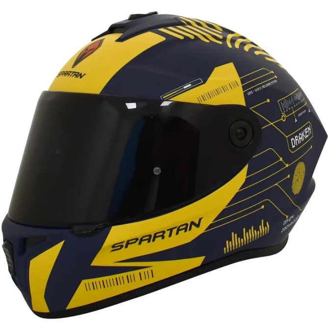 Casco Spartan Draken Finger Print Azul Amarillo M