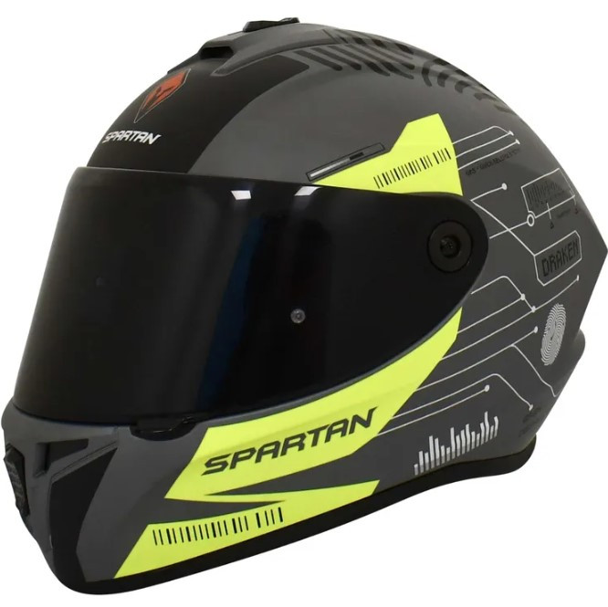 Casco Spartan Draken Finger Print Gris Amarillo S