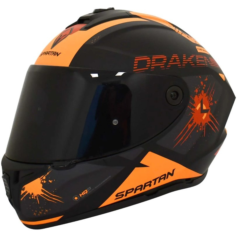 Casco Spartan Draken Type Negro Naranja L