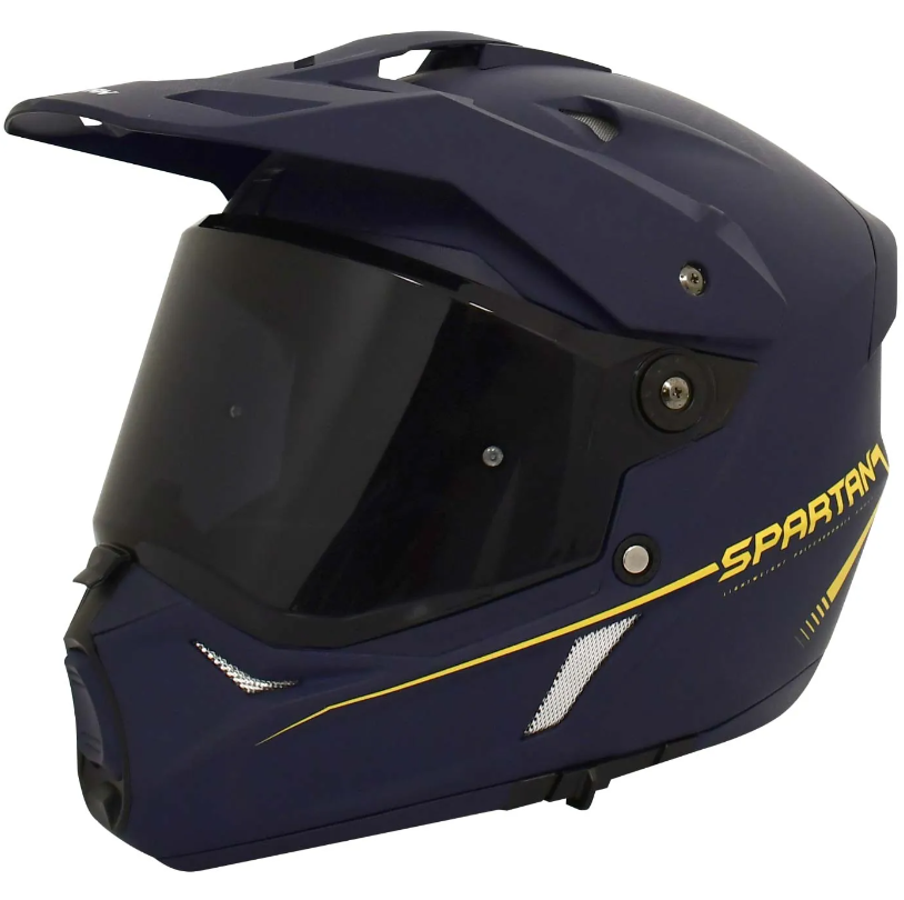 Casco Spartan Wolf Azul Amarillo Mate M 