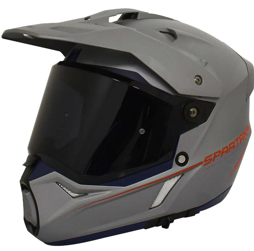 Casco Spartan Wolf Gris Rojo Mate L 