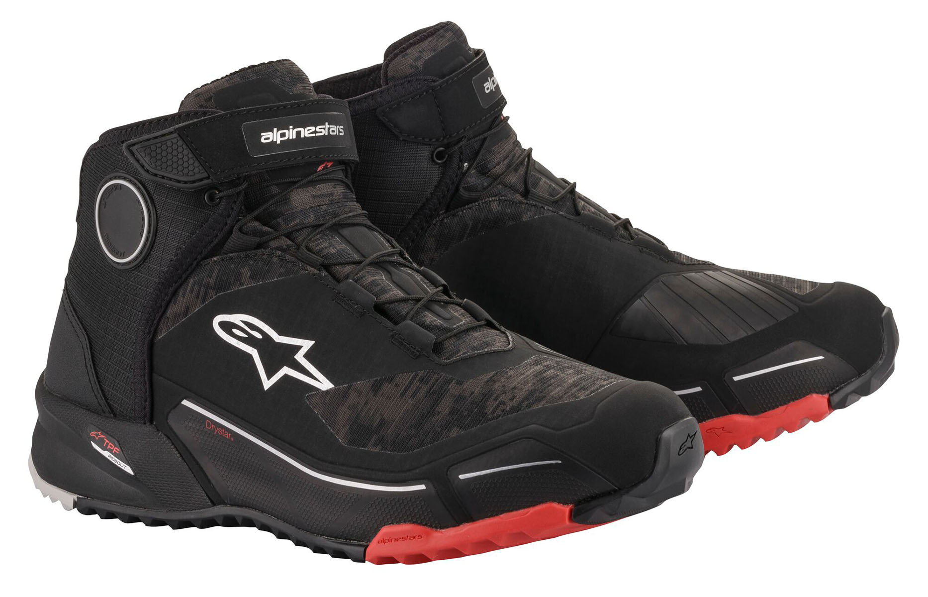 Bota Alpinestars Cr-X Drystar Negro Con Camuflado Rojo Talla 7.5