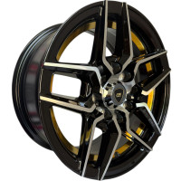 KMX Juego De Rines 13X6.0 Negro Maquinado Con Línea Dorada Decorativa 13X8