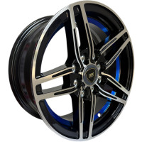 KMX Juego De Rines 13X5.5 Negro Maquinado Con Línea Azul Decorativa 13X8