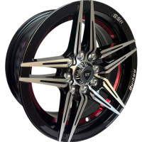 KMX Juego De Rines 13X5.5 Negro Maquinado Con Línea Roja 13X8