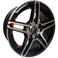 KMX Juego De Rines 14X6.0 Negro Maquinado Con Detalle Interno En Rojo 14X8