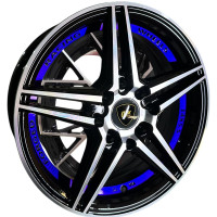 KMX Juego de Rines 14X8.0 Negro con cara mecanizada + corte inferior morado 14X8