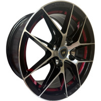 KMX Juego De Rines 15X7.0 Negro Maquinado Con Línea Roja Decorativa 15X4