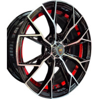 KMX Juego De Rines 14X6.0 Negro Maquinado Con Rebaje Interno En Rojo 14X8