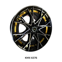KMX Juego de Rines 14X8.0 Negro con cara mecanizada interior dorado 14X8