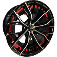 KMX Juego de Rines 15X8.0 Negro con cara mecanizada + corte inferior rojo 15X8