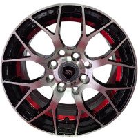 KMX Juego De Rines 13X5.5 Negro Con Cara Maquinada + Corte Rojo 13X8