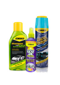 Universal Kit Shampo con cera + limpiador multiusos + silicona para carro 