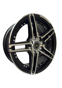  Juego De Rines 14X6.0 Negro Maquinado Con Remaches Decorativos Plateados 