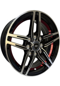  Juego De Rines 13X5.5Negro Maquinado Con Línea Roja Decorativa 