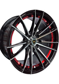  Juego De Rines 15X8.0 Negro Con Rayos Maquinados Y Detalles Internos En Rojo 