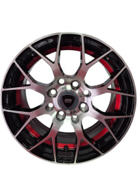  Juego De Rines 13X5.5 Negro Con Cara Maquinada + Corte Rojo 